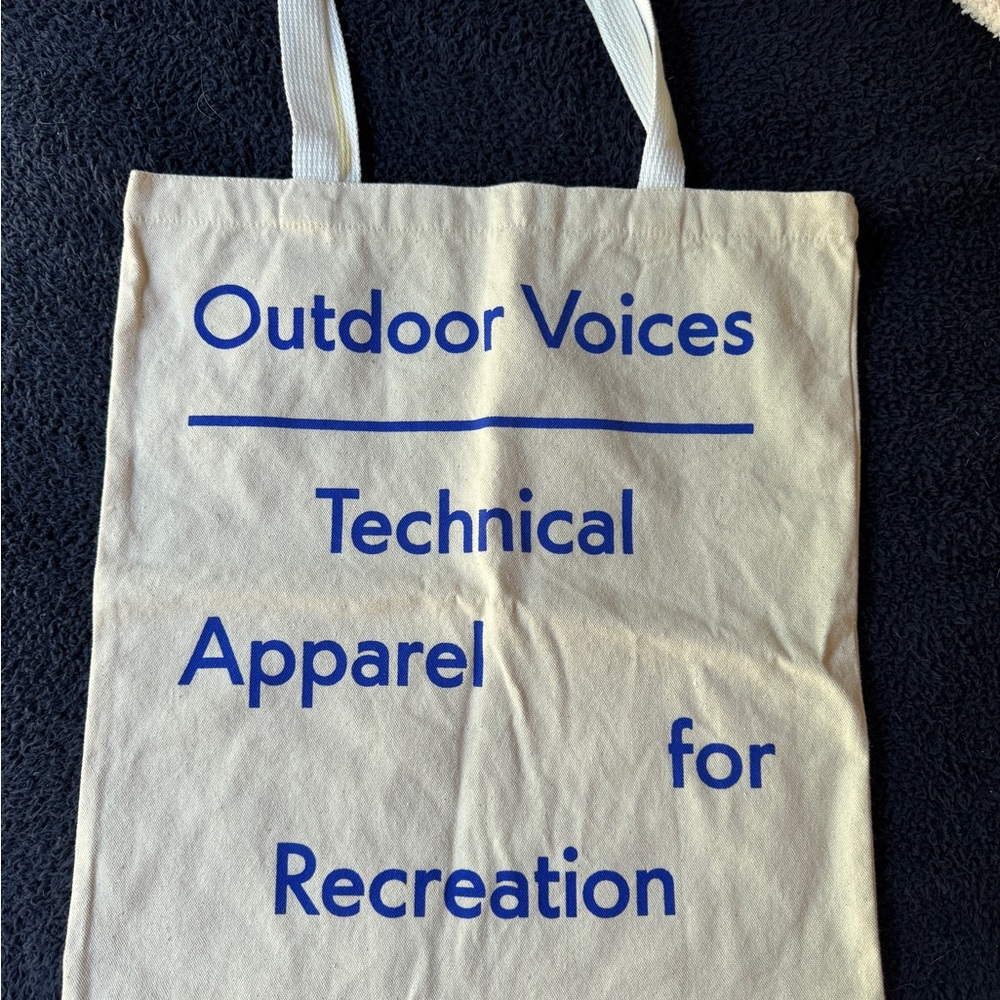 Outdoor voices tote bag
